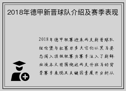 2018年德甲新晋球队介绍及赛季表现